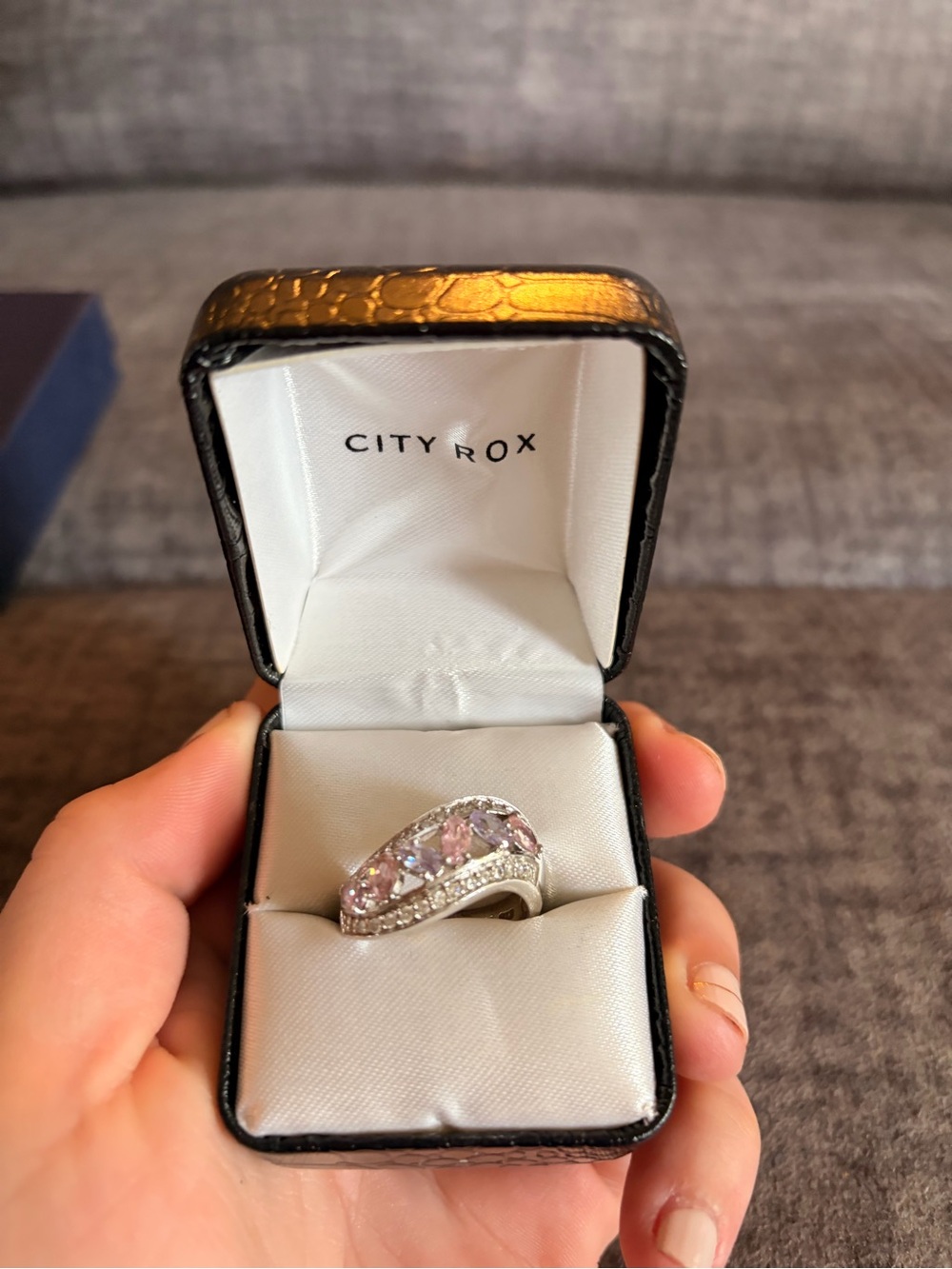 City Rox Silver Ring with Pink Gemstones